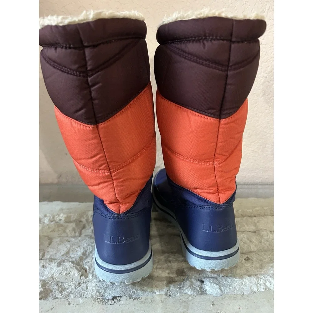 L.L. Bean Kids Size 1 Ultralight Tall  Snow Boots Block Pattern Waterproof